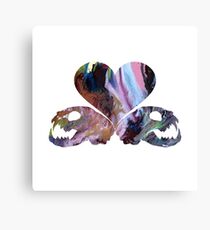 Heart and cat skulls Canvas Print