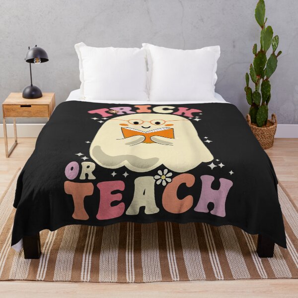 Item preview, Trick or Teach Groovy Teacher Ghost Retro Halloween Floral designed and sold by BRYSONPATTERS.