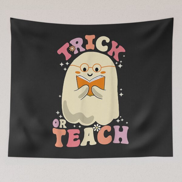 Item preview, Trick or Teach Groovy Teacher Ghost Retro Halloween Floral  designed and sold by BRYSONPATTERS.