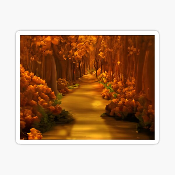 Ethereal Golden Forest In Fall Sticker