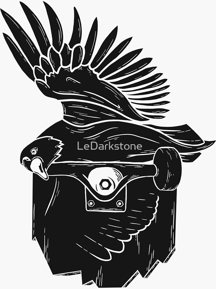 Thumbnail 3 of 3, Sticker, Skateboarding Eagle - Flight Academy designed and sold by LeDarkstone.