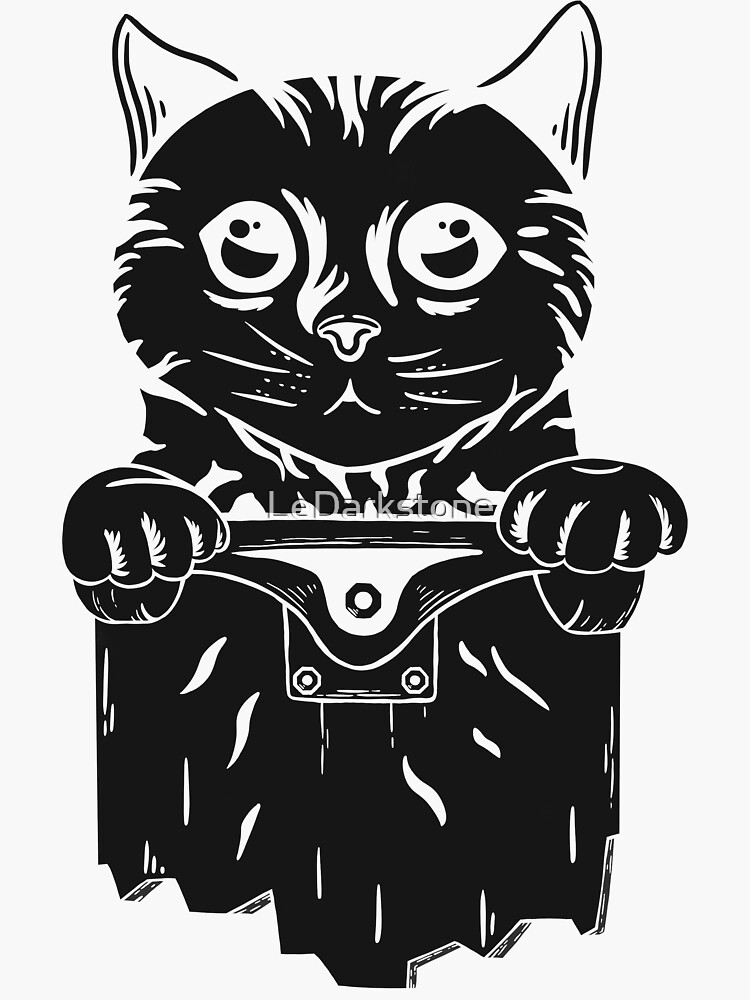Thumbnail 3 of 3, Sticker, Pals - Cat & Skateboard designed and sold by LeDarkstone.