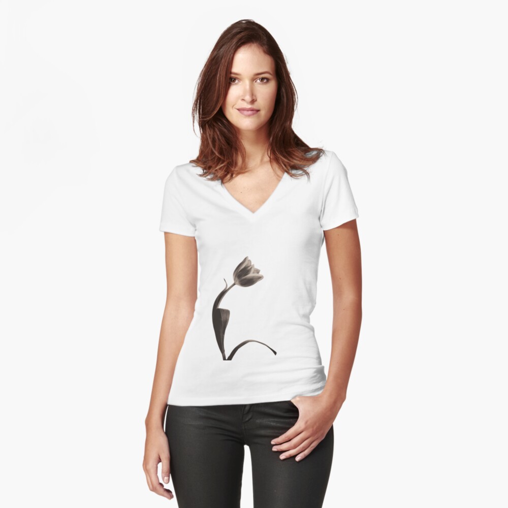 Antique Tulip Fitted V-Neck T-Shirt