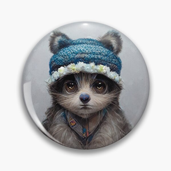 Item preview, Cute Racoon Wearing Winter hat designed and sold by AnimalArtPhotos.