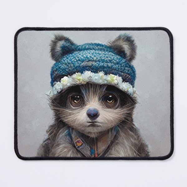 Item preview, Cute Racoon Wearing Winter hat designed and sold by AnimalArtPhotos.
