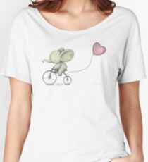 Cute Elephant riding his Bike Women's Relaxed Fit T-Shirt