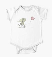 Netter Elefant, der sein Fahrrad reitet Baby Body Kurzarm