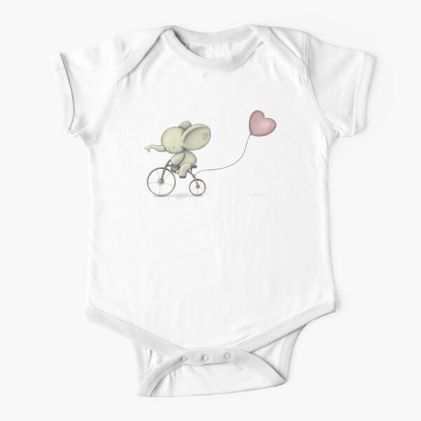 Cute Elephant riding his Bike Short Sleeve Baby One-Piece