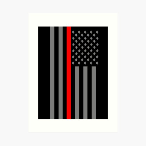 Red Line American Flag Stencil, Distressed Flag Fireman's Axe