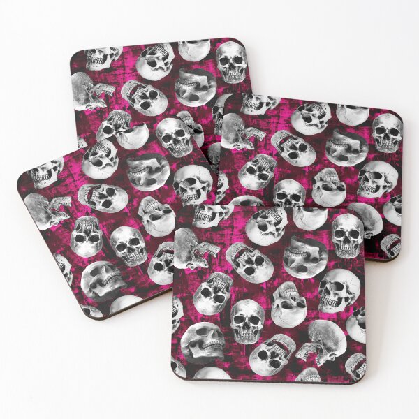 Item preview, Creepy Scary Gothic Halloween Skull Painted Design in Hot Pink & Black for Shirts, Home Décor designed and sold by jamie Omahen.