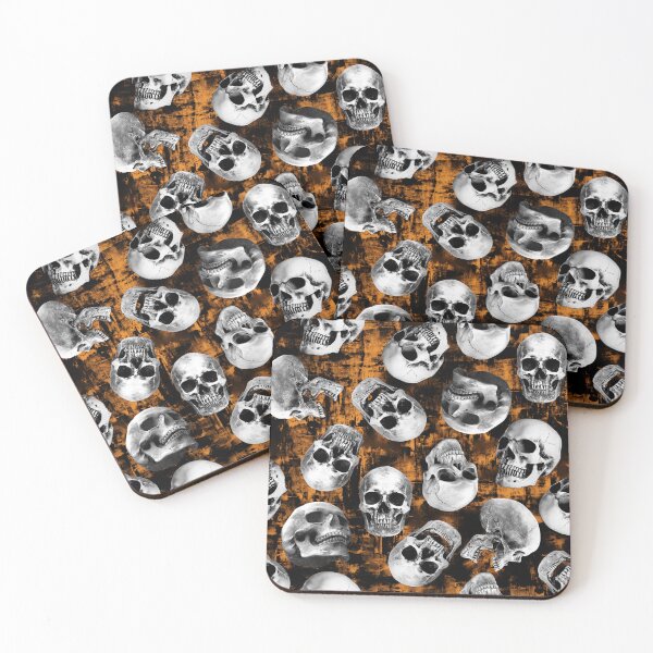 Item preview, Creepy Scary Gothic Halloween Skull Painted Design in Orange & Black for Shirts, Home Décor designed and sold by jamie Omahen.