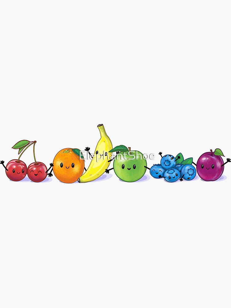 Sticker for Sale avec l'œuvre « Arc-en-ciel amical de fruits » de