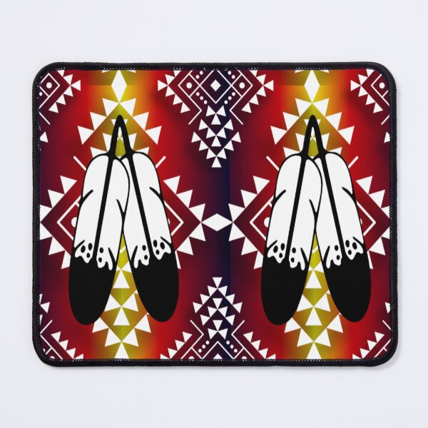 Item preview, Black / Red / Yellow Gradient Double Feather Native Print designed and sold by JMWCD.