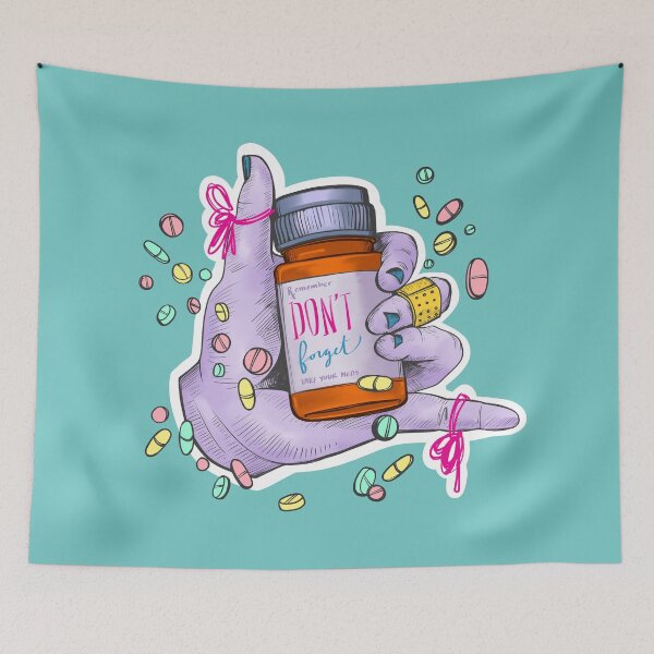 Item preview, Purple and Teal Don't Forget To Take Your Meds Reminder designed and sold by cartuart.