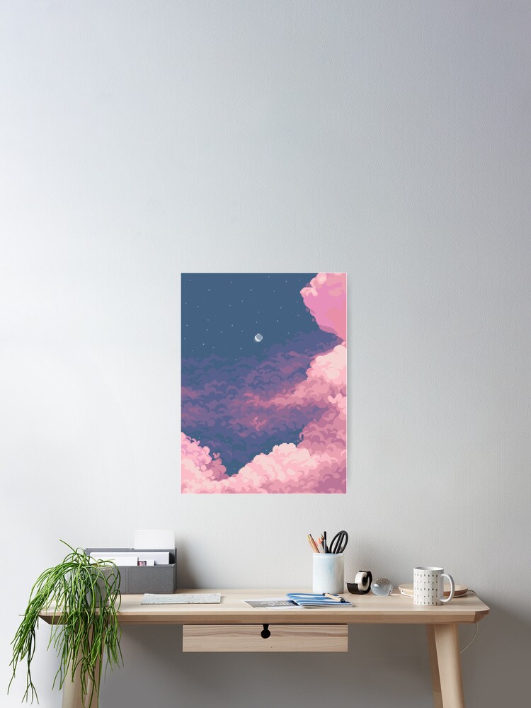 Society6 ケース Pink Clouds Teal Sky Abstract Triangles Pastel Sky Art Print || Pink Cloud Art Print || Danish