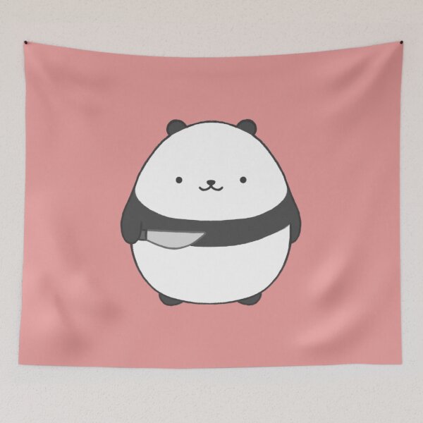 Item preview, stabby panda (light red bg) designed and sold by DesignByJennyyy.