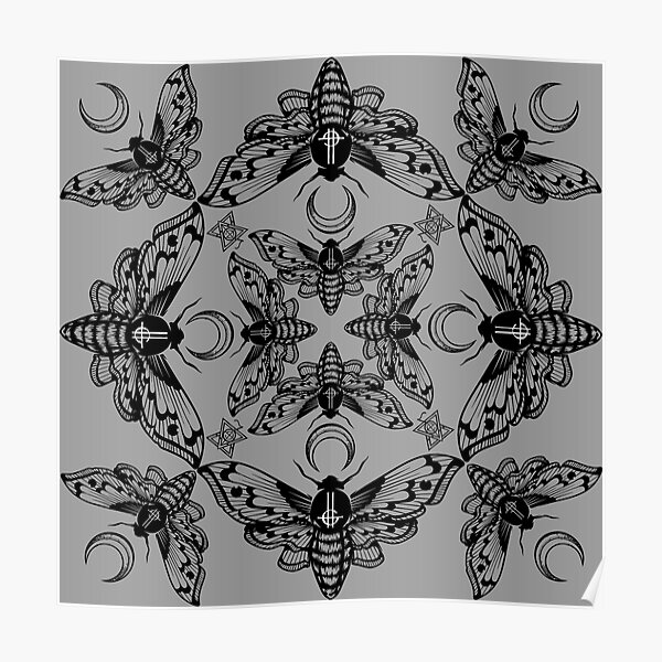 Ghost Cirice Moth Kaleidoscope Poster