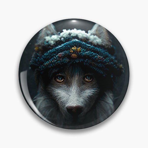 Item preview, Cute Wolf Wearing Winter Hat designed and sold by AnimalArtPhotos.