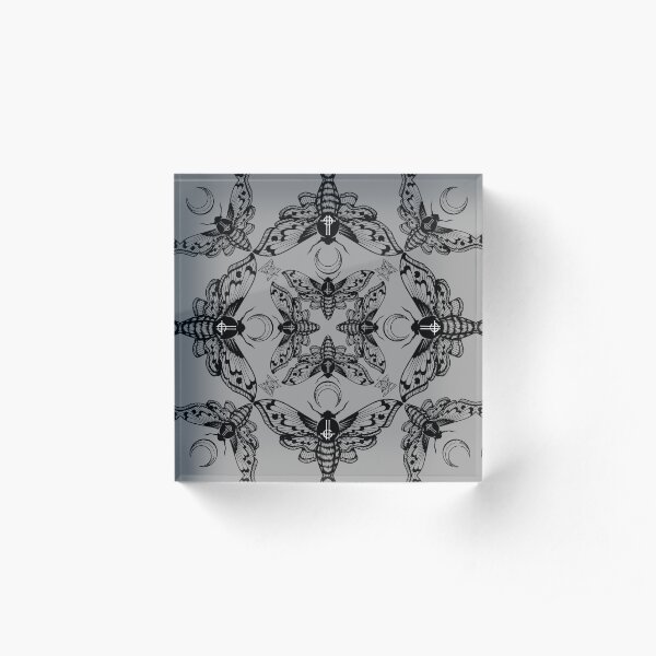 Ghost Cirice Moth Kaleidoscope Acrylic Block