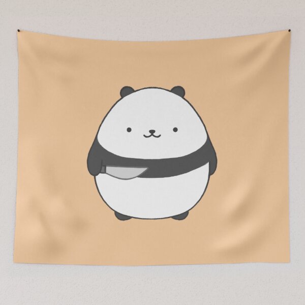 Item preview, stabby panda (orange bg) designed and sold by DesignByJennyyy.