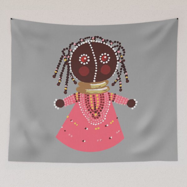 Item preview, African baby doll in pink dress designed and sold by mariam-h.