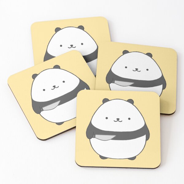 Item preview, stabby panda (yellow bg) designed and sold by DesignByJennyyy.