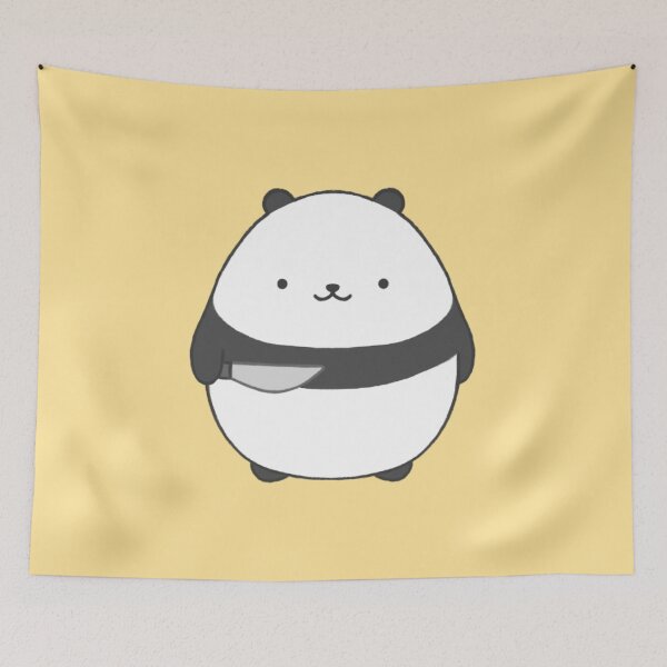 Item preview, stabby panda (yellow bg) designed and sold by DesignByJennyyy.