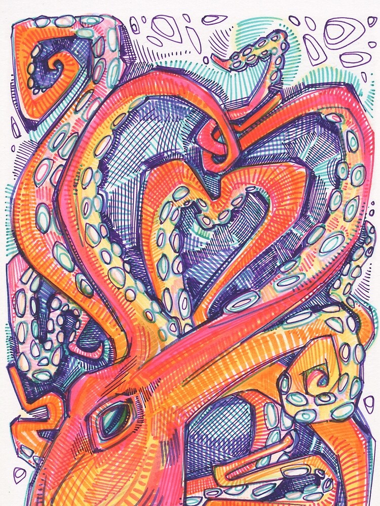 Thumbnail 5 of 5, Graphic T-Shirt, Octopus Heart designed and sold by gwennpaints.