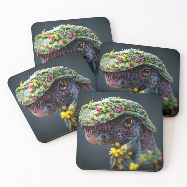Item preview, T-Rex Dinosaur Wearing Flower hat  designed and sold by AnimalArtPhotos.