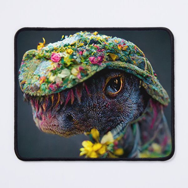 Item preview, T-Rex Dinosaur Wearing Flower hat designed and sold by AnimalArtPhotos.