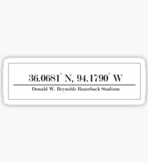 University of Arkansas - Donald W. Reynolds Razorback Stadium Coordinates Sticker