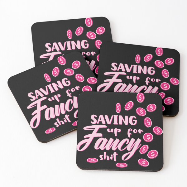 Item preview, Saving up for fancy shit gold coins giggle money black hot pink aesthetic print designed and sold by Novel-ty.