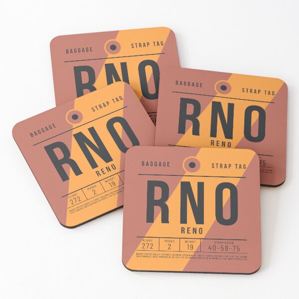 Aperçu de l'œuvre Étiquette de bagage E - RNO Reno Nevada USA créée et vendue par VoodooCircus.