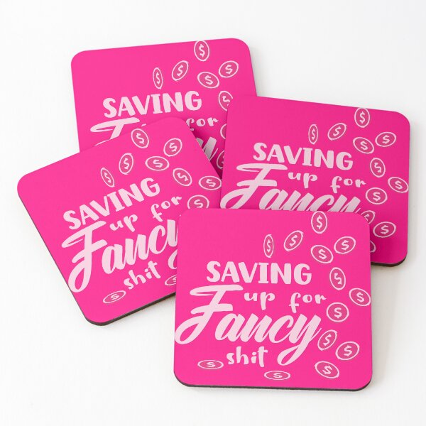 Item preview, Saving up for fancy shit gold coins giggle money hot pink aesthetic print designed and sold by Novel-ty.