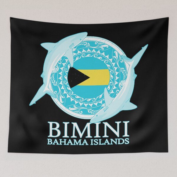 Item preview, Caribbean reef shark Bimini Bahamas flag designed and sold by NicGrayGraphic.