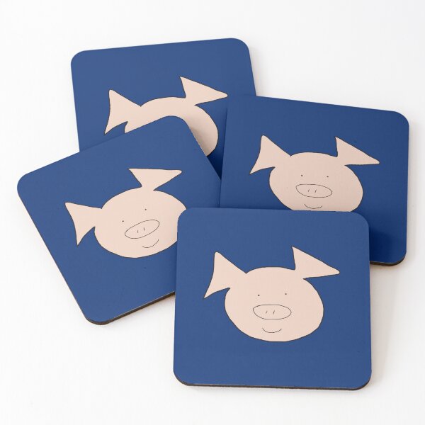 Aperçu de l'œuvre Visage De Cochon Mignon Heureux, Bleu. Content créée et vendue par PiggingJapan.
