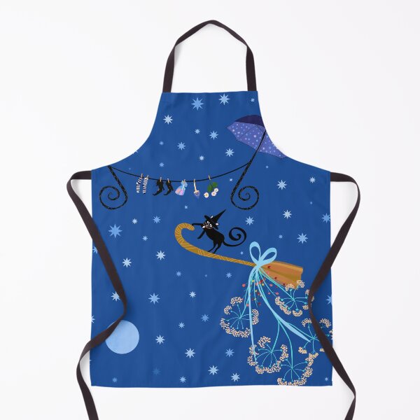 Item preview, Whimsical Witch - Cute Black Cat on Midnight Blue Sky designed and sold by KizzyW.