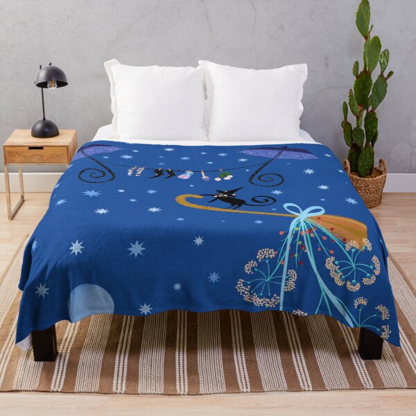 Item preview, Whimsical Witch - Cute Black Cat on Midnight Blue Sky designed and sold by KizzyW.