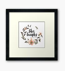 Christian Quote - She Laughs - Proverbs 31:25 Framed Print