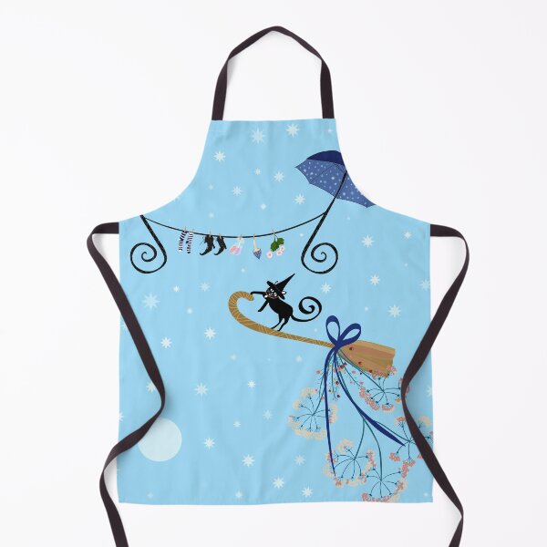 Item preview, Whimsical Witch - Cute Black Cat on Pale Sky Blue designed and sold by KizzyW.