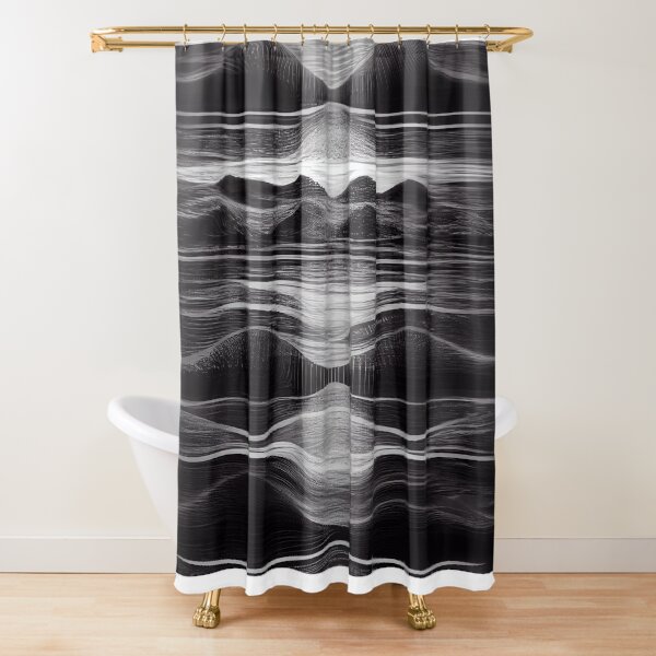 Synth Waves 3: Greyscale Shower Curtain