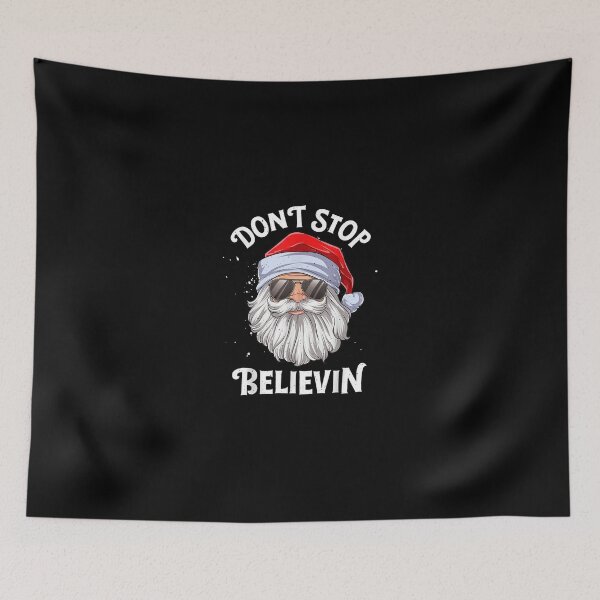 Item preview, Don't Stop Believin Santa Funny Christmas Boys Kids Gifts T-Shirt designed and sold by BlustRudeger.
