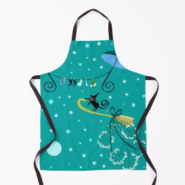 Item preview, Whimsical Witch - Cute Black Cat on green designed and sold by KizzyW.