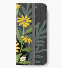 Black cat with flowers iPhone Wallet/Case/Skin