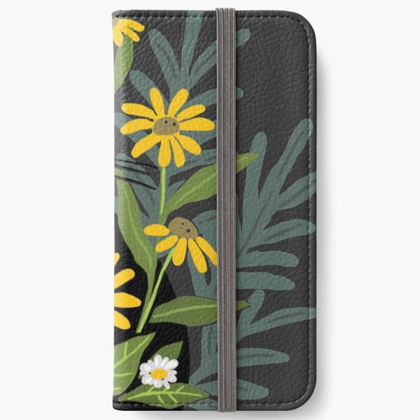Black cat with flowers  iPhone Wallet