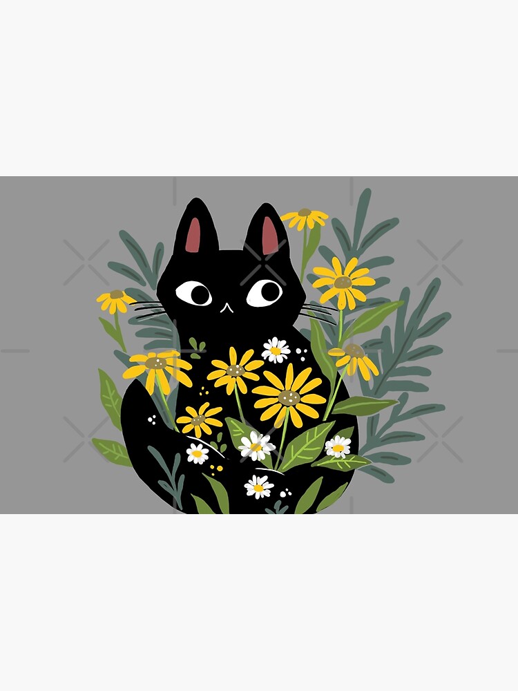 Discover Black cat with flowers  Laptop Sleeve