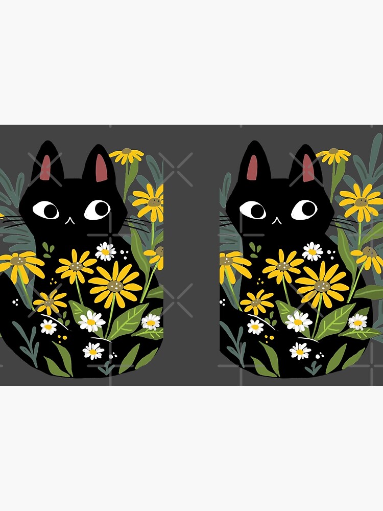 Black cat with flowers by michelledraws