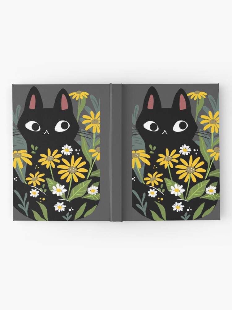 Alternate view of Black cat with flowers Hardcover Journal