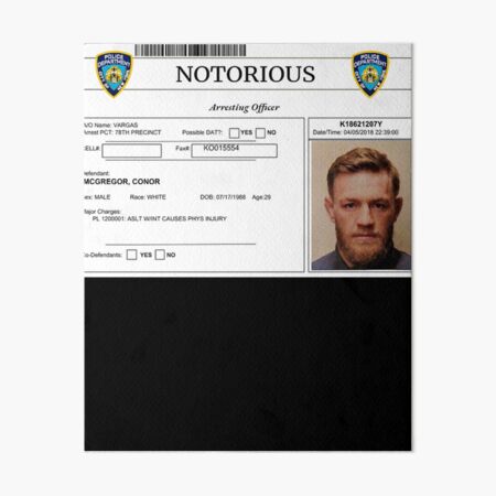 "Conor Mcgregor Mugshot " Art Board Print For Sale By CYNTHIAZHAO ...