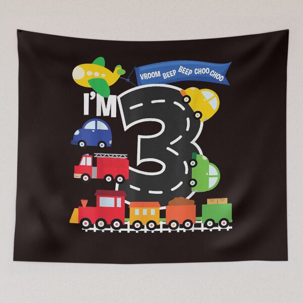 Item preview, Transportation 3rd Birthday Airplane Cars Fire Truck Train  designed and sold by ALLISONCASTL.